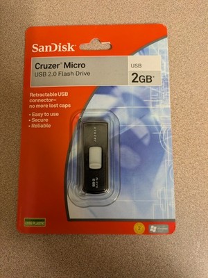 SanDisk Cruzer Micro USB 2.0 Retractable Flash Drive 2 GB new In Package