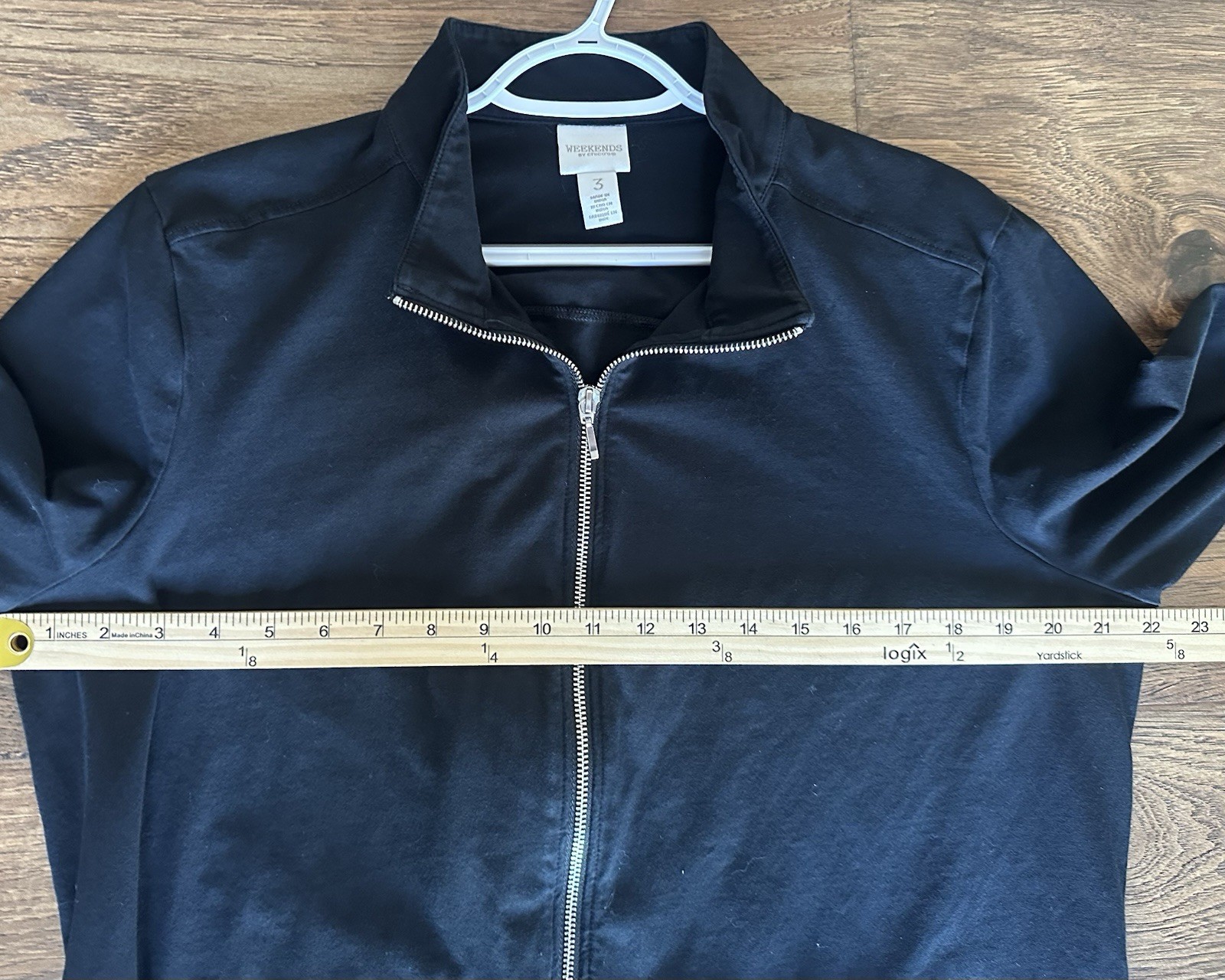 Chicos Weekends Zip Front Jacket Black Stretch Kn… - image 6