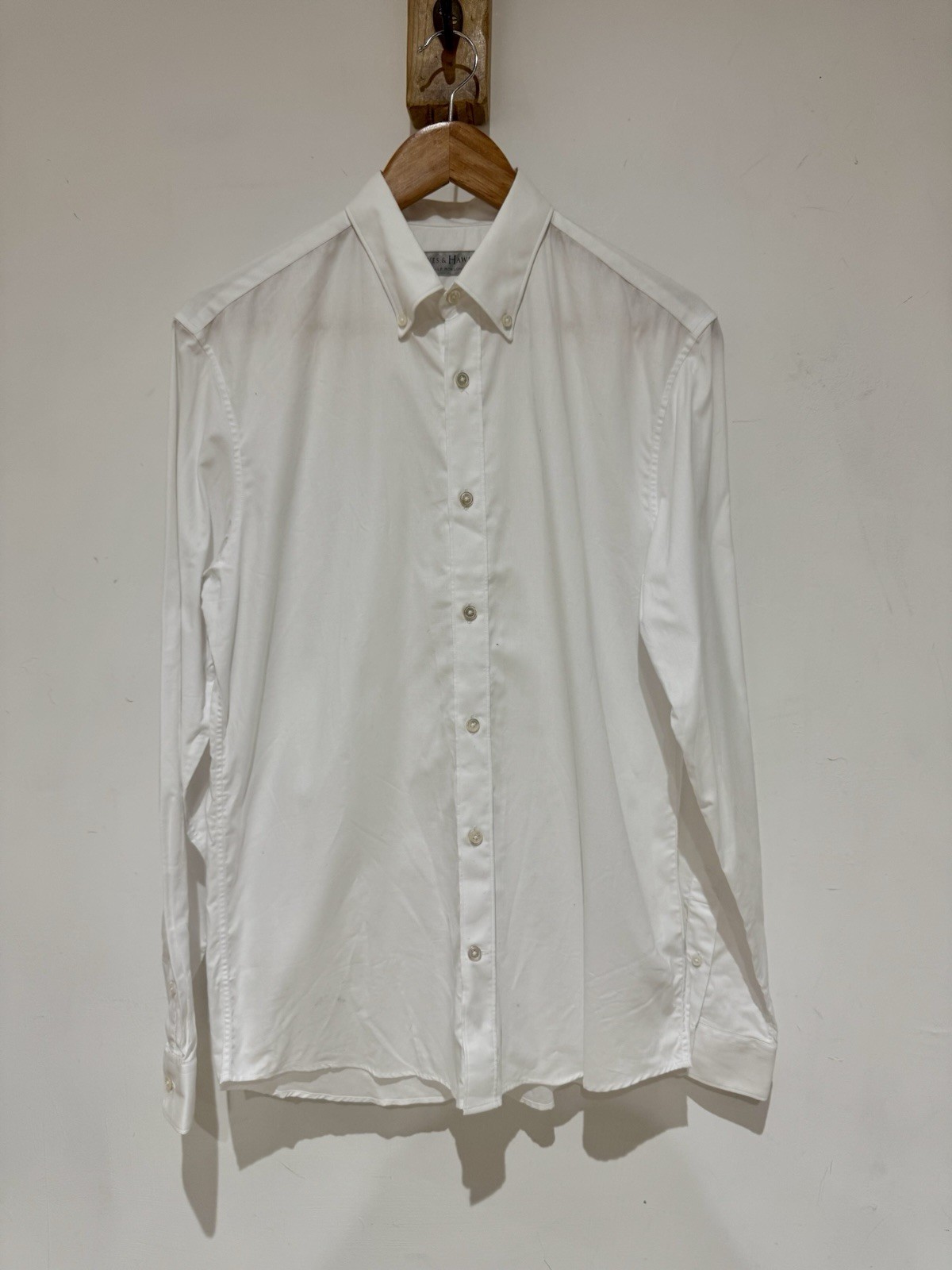 FILA Camicia Gieves & Hawkes Savile Row bianco ghiaccio 100% cotone colletto abbottonato taglia M