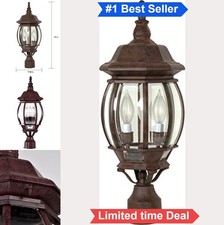 Outdoor Post Light 3 Light 21 Inch Bronze Die Cast Aluminum Clear Beveled Glass