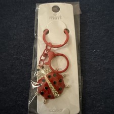 Red Ladybug with Black Dots Rhinestones Keychain/Purse Charm