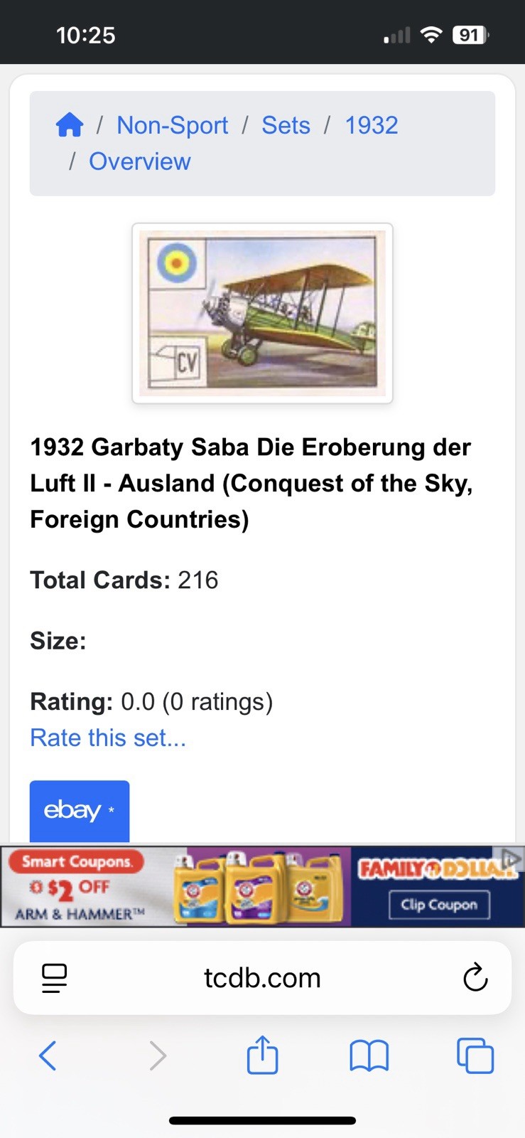 1932 Garbaty “Conquest Of The Sky” U.S.A. BALLANCA BLUE STREAK LONG-RANGE A/C Cd