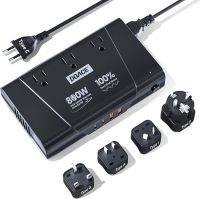 DOACE 800W Pure Sine Wave Voltage Converter US to Europe- 220V to 110V Conver...