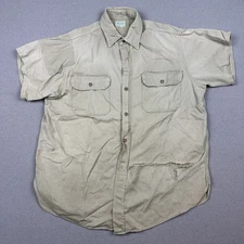 Vintage 50s Hercules Sanforized Work Shirt Twill Tan Matched Size L Green Label