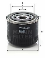 Mann-Filter W 914/28 ÖLfilter FüR CitroëN, Fiat, Iveco, Karsan, UAZ