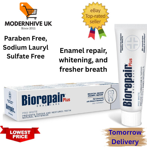 Biorepair plus Pro White Toothpaste for Restoring Teeth Whiteness - 200Mg/G Micr