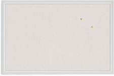 Farmhouse Bulletin Board, Linen Covered Corkboard with White Wood Frame, 30" X 2