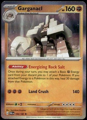Garganacl 104/182 Rare Paradox Rift Pokemon Holo Near Mint