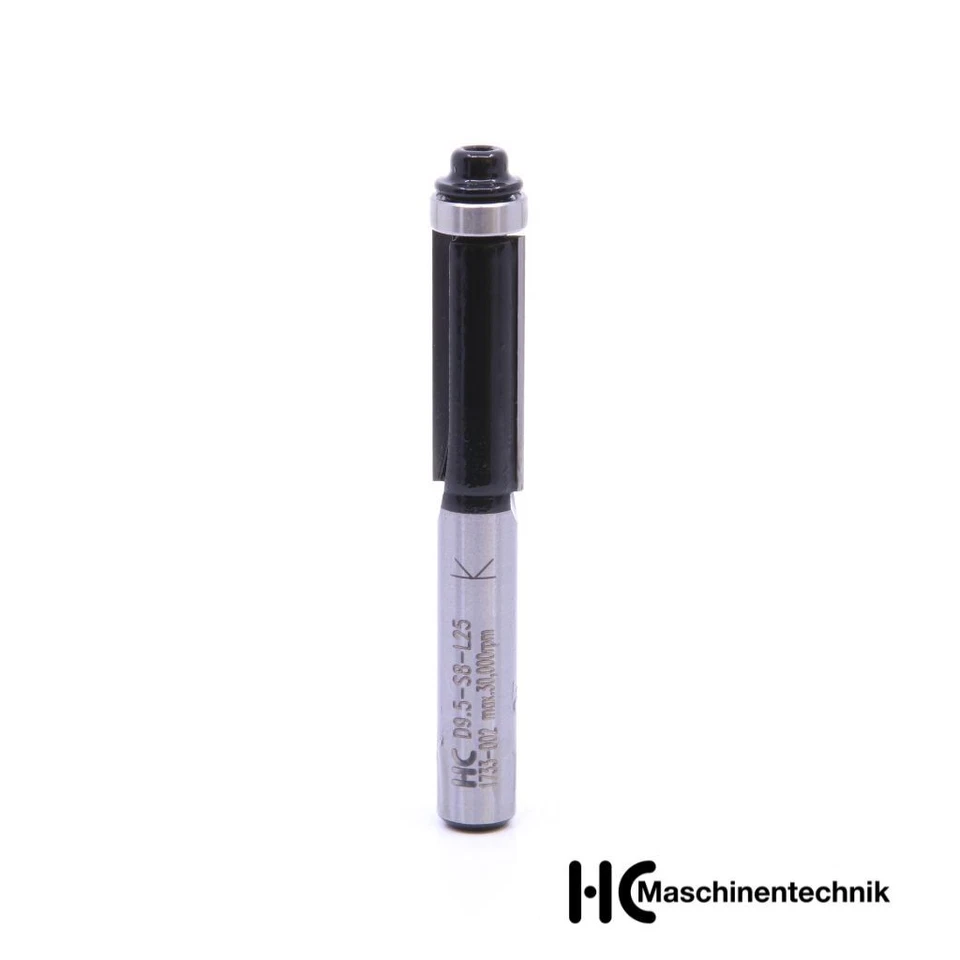 HC-MASCHINENTECHNIK Bündigfräser mit Kugellager stirnseitig, Schaft 8mm, 2-schneidig