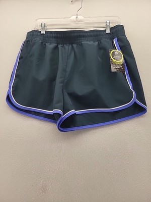 Avia Womens Core Piped Run Shorts M 8-10 Navy Magic Lined Pull On Adjustable New