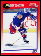 Fredrik Olausson, 1991-92 Score Canadian Bilengual, #18, Winnipeg Jets,