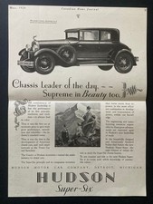 1928 CANADA CANADIAN CAR AD HUDSON 4 DOOR SUPER SIX