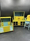 Vintage J Chein Tin Doll Furniture Nursery Set - Crib Cabinet Chair USA. ML
