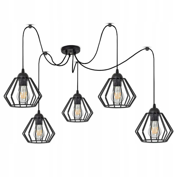 Luxolar Pendelleuchte Spinne 5-Flammig Aus Metal Draht Im Edison-Stil E27 60W-image