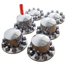 Chromed Abs Plastic Front And Rear Wheel Axle Cover Set With 33mm Lug Nut Covers