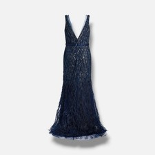 basix black label sequin dress D2078L - CHAMPAGNE Off-Shoulder Sequin Long-Sleeve Gown