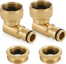 2Pcs Brass Angled Tap Connector, 2 in 1 outside Tap Connector 1/2" & 3/4", 90° E
