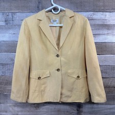 Talbots Petites Yellow Silk Linen Blend Blazer Jacket Womens Size 4P