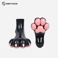 Smitizen Black Glossy Silicone Furry Feet Paws Shoes Costumes for Halloween Cos