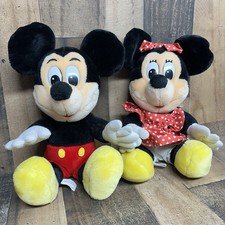 Vintage Mickey Minnie Mouse Disneyland Disney World Plush 12" Sitting