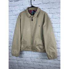 Vintage Polo Ralph Lauren Tan Harrington Jacket Plaid Lined Full Zip Cotton XL