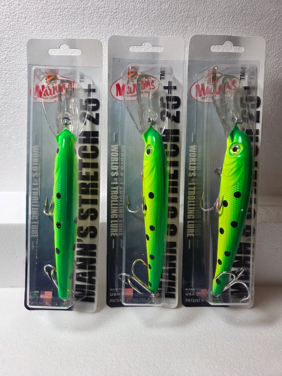 Lot De 3 Leurres Crankbait Mann's Stretch 20+ - Profondeur Max 6m, Pêche En Mer - Made In USA