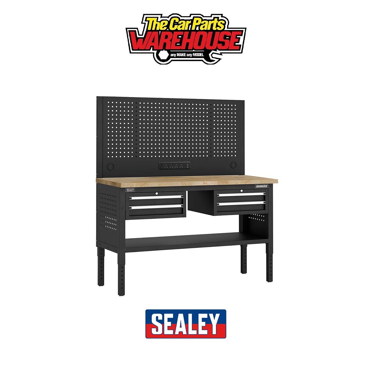 Sealey APMWB60COMBO3W Superline PRO Workbench, 4 Drawers Wooden Worktop 1525mm