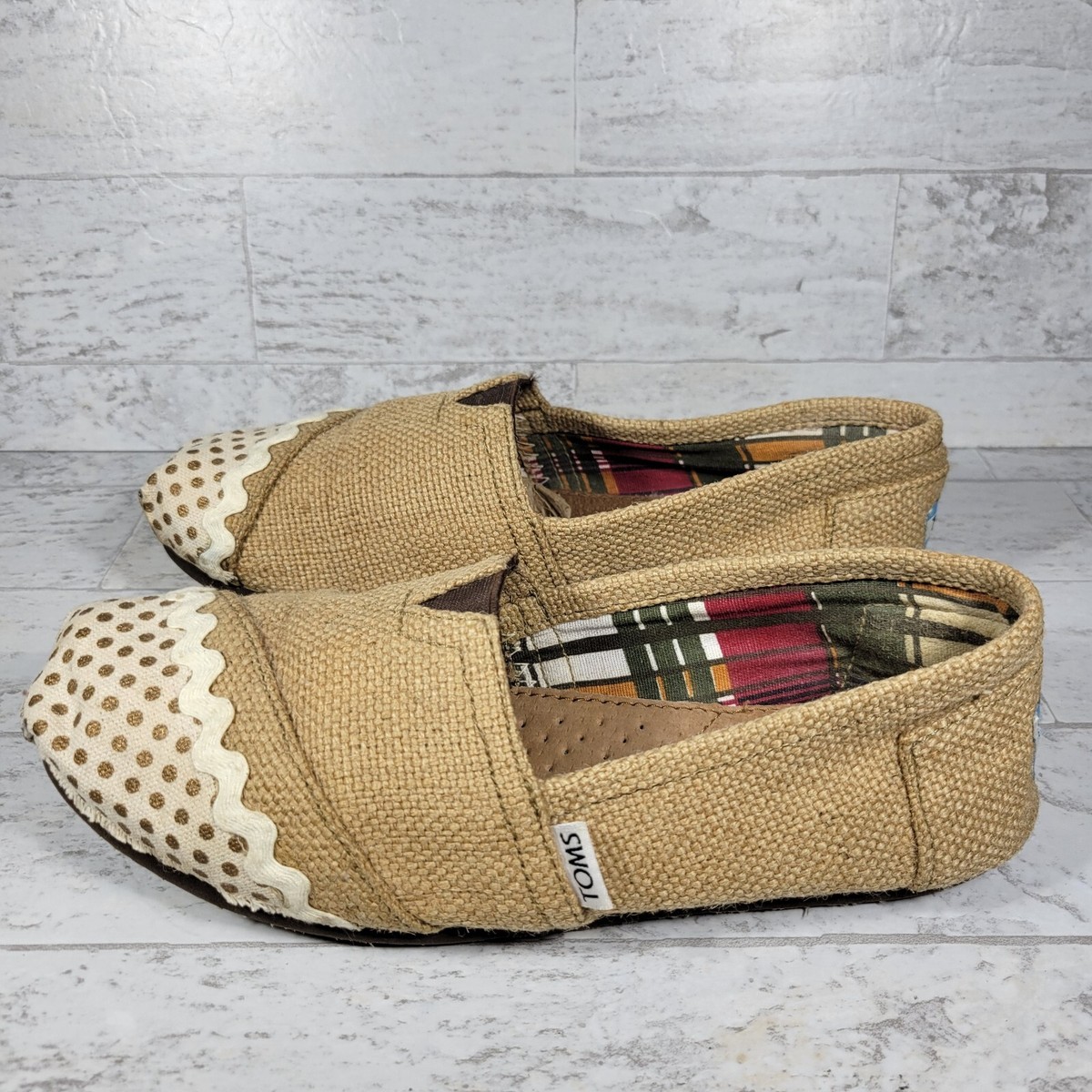 Tom's Classic Natural Burlap Women's Canvas Espadrilles Shoes Size