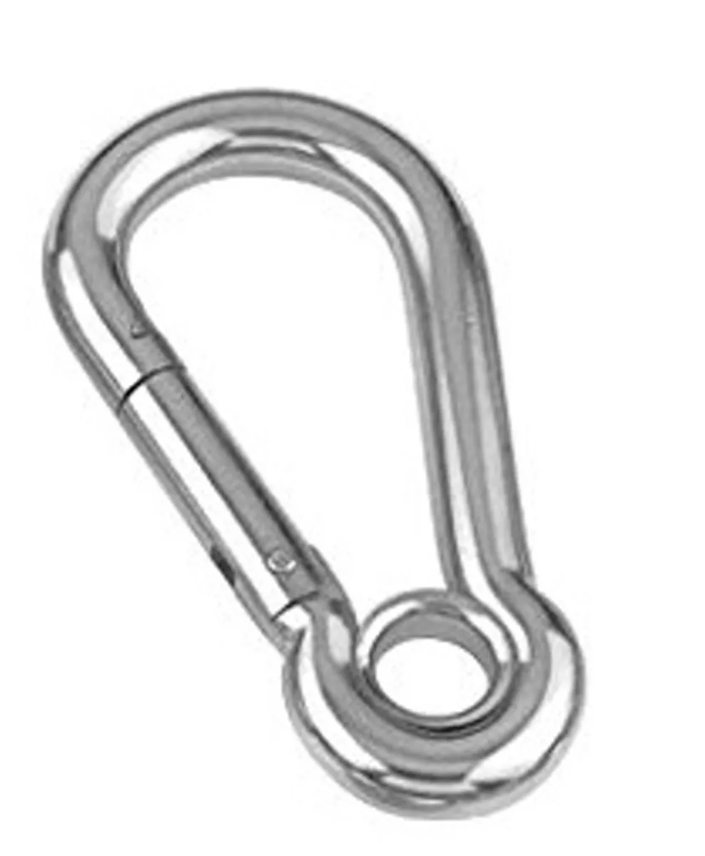 Heavy Duty Carabiner Snap Hook with eyelit 316 Stainless Steel 1.5