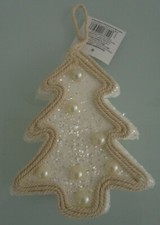 DUE DECORAZIONE ALBERO DA APPENDERE - STILE SHABBY CORDA PERLINE