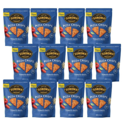 Sonoma Creamery Pizza Crisps, Tomato Basil, 2 Oz (6 Count) Savory Snack Cracker
