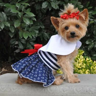 Doggie Design Nautical Dog Dress & Matching Leash XS-S-M-L-XL