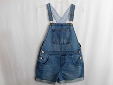 Tommy Hilfiger Dress Girls Denim Jean Overall Short Jumper Striped Straps Size L