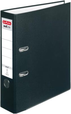 10 X Herlitz Ordner maX.file protect A4 (8 cm mit Einsteckrückenschild) schwarz