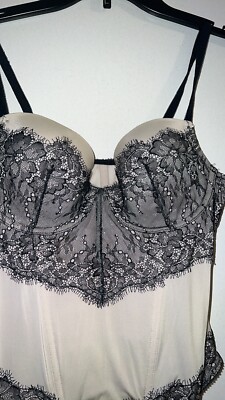 Victoria's Secret Very Sexy 36B Black Lace Lingerie Beige Bustier Corset  Top