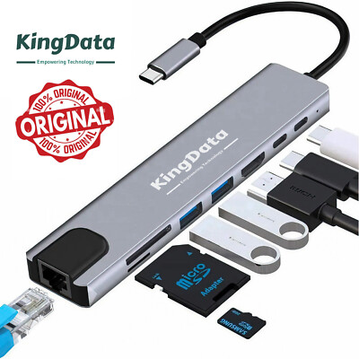 USB C HUB 8 in 1 Adapter 4K HDMI 87W PD Port RJ45 Ethernet Dockingstation SD TF