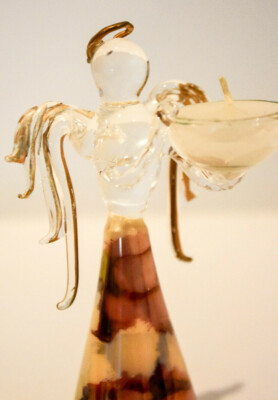 Angel With Candle Bowl  Angel of Love Collection  Glass  Russ Berrie  Figure