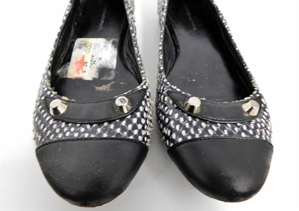 Balenciaga Paris Arena Black White Genuine Snakeskin & Leather Flats Italy 36 - Image 4 of 4