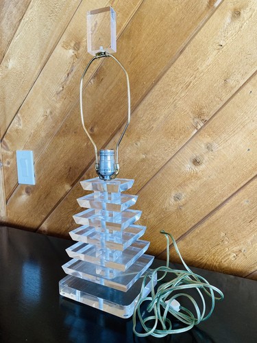 Rare! KARL SPRINGER MCM STACKED GEOMETRIC LUCITE ACRYLIC LAMP MID CENTURY MODERN - Picture 3 of 22