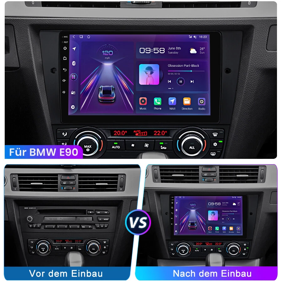 Carplay Für BMW E90 E91 9" Android 12 Autoradio GPS NAVI WIFI BT DAB+ SWC 2+32GB - Bild 2 von 4