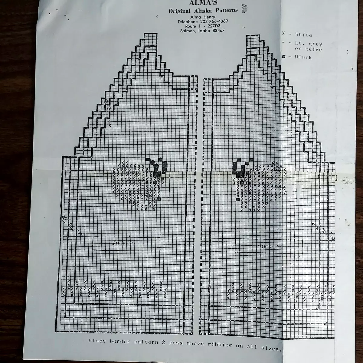 Vintage Alma's Alaskan Graph Knitting Sweater Pattern ...