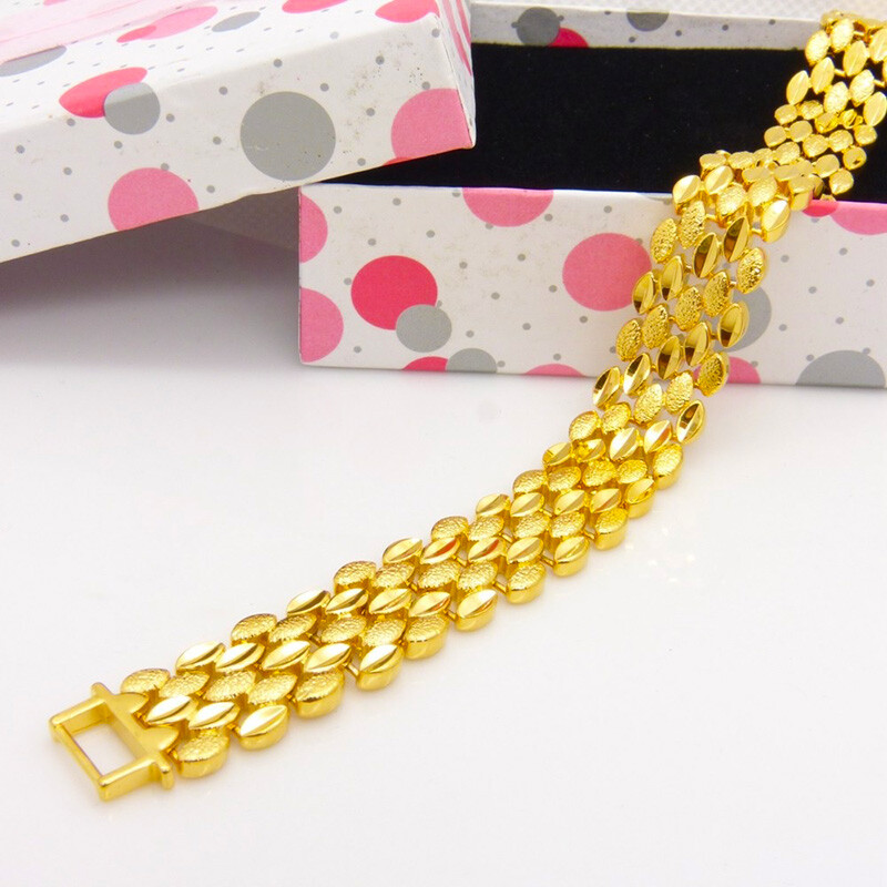 18k Yellow Gold Over Brass Small 7" Inch Elegant Womens 16mm Link