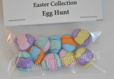 Egg Hunt ~ 10 Easter Egg Shape Shank Craft Buttons / Buttons Galore