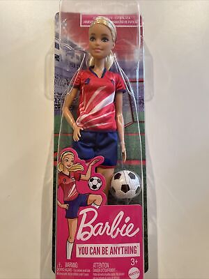 Barbie Doll Soccer Player #9 Blonde Ponytail With Soccer Ball 11 Play Doll