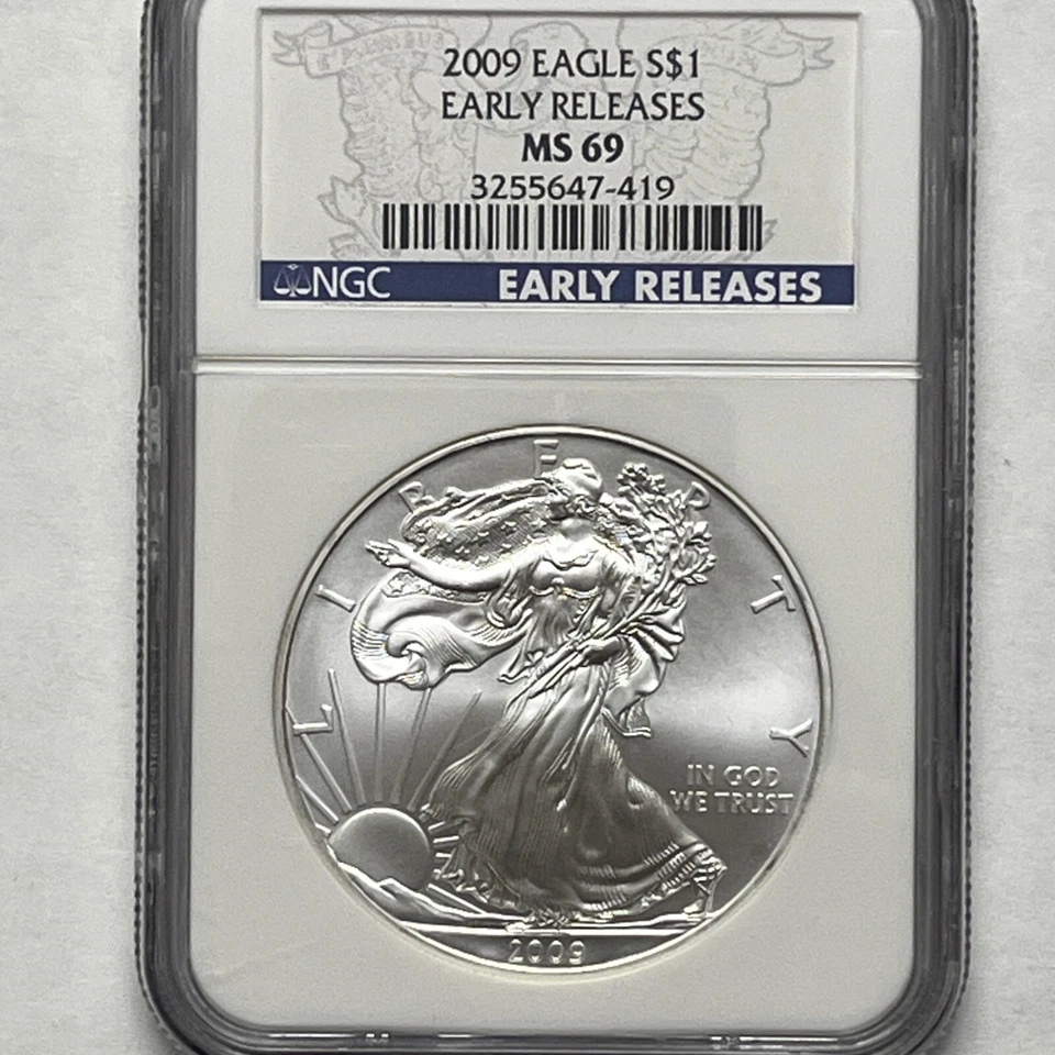 2009 AMERICAN SILVER EAGLE $1 MS69 EARLY RELEASE MS69 -419 NGC - Image 2 of 4