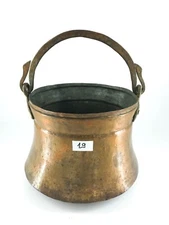 Antique Copper Trapezoidal Shaped Pot with Forged Handle One Piece 19