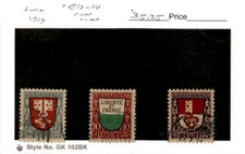 Switzerland, Postage Stamp, #B12-B14 Used, 1919 Coat Arms (AB)