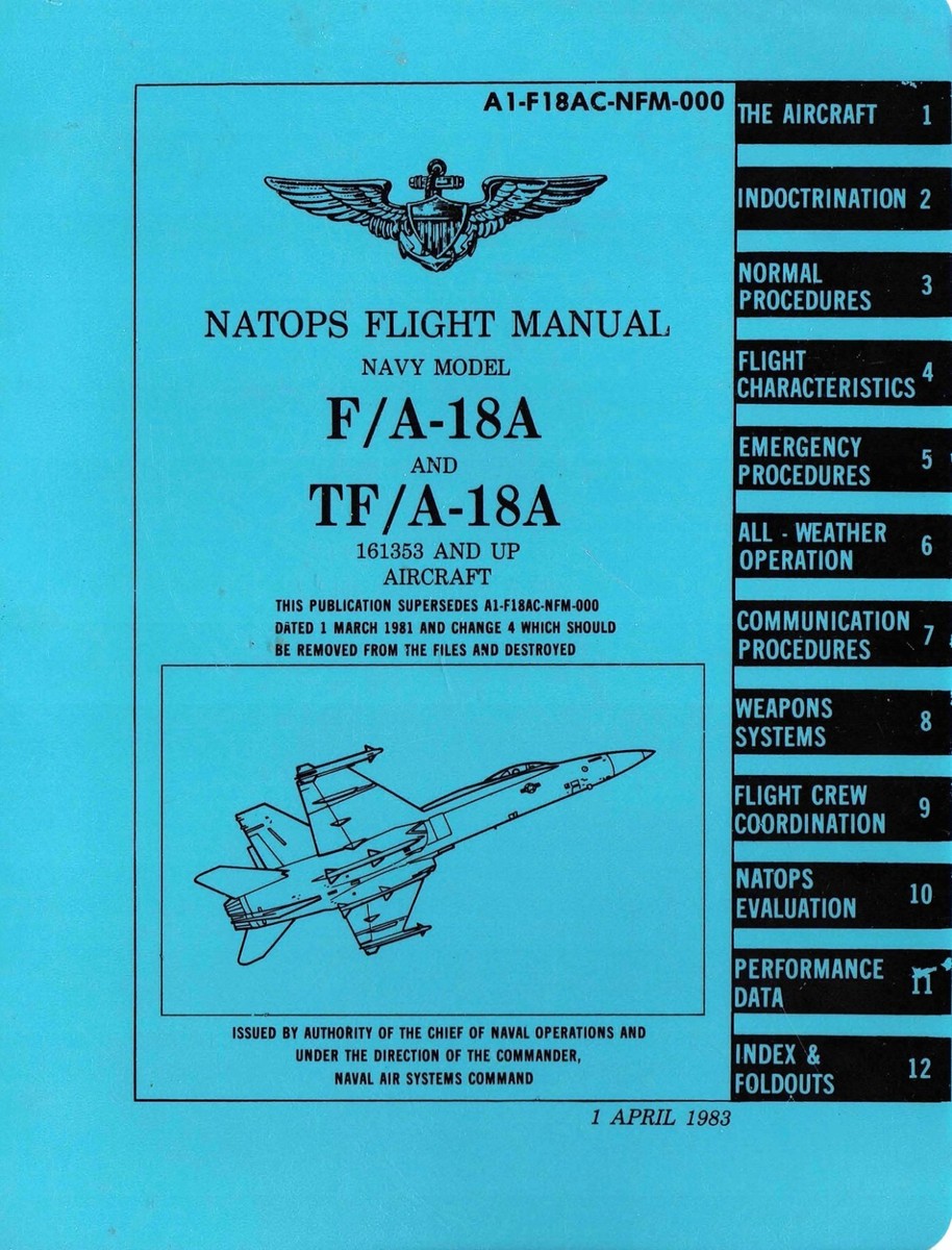 F/A-18A, TF/A-18A Hornet NATOPSS 1983 Flight Manual Pilot's