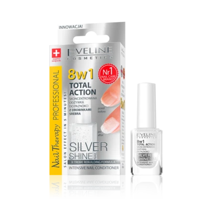 Eveline 8in1 Total Action Intensive Nail Conditioner Silver Particles 12ml
