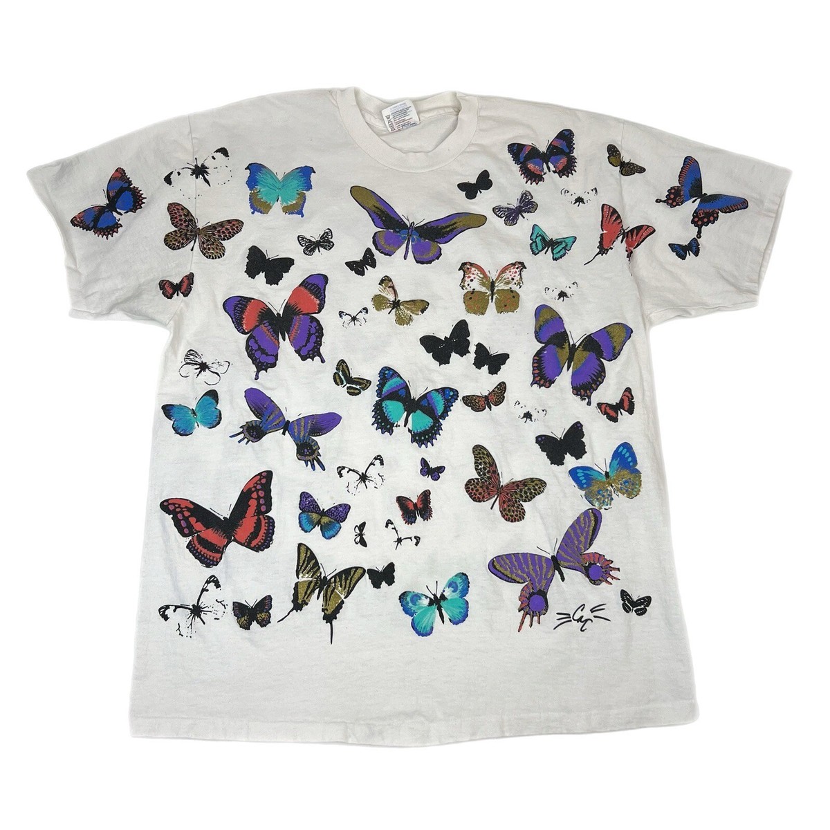 【DEHEVE】BUTTERFLY CLASSIC T-SHIRT Vintage 90's AOP Butterfly Graphic T Shirt Colorful Size XL